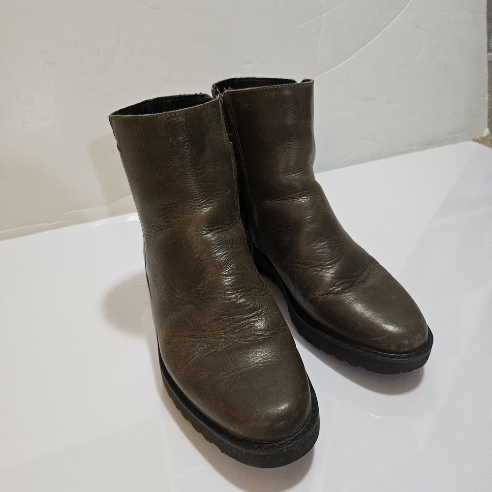 Franco Sarto Cassie Leather Ankle Chelsea Boots Shoes Olive Brown Womens Size 8